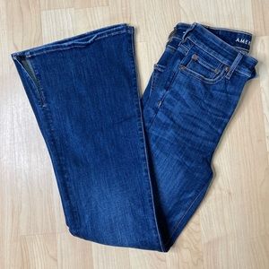 Brand New American Eagle Dark Wash High Waisted Flare Jeans 0S Petite